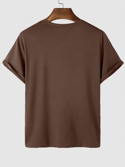 Men's Casual Sculpture Floral Rose Graphic Printed Short Sleeve T-shirt And Half And Half Two Tone C'EST LA VIE PARIS Embroidery Pocket Shorts Set - Image 3