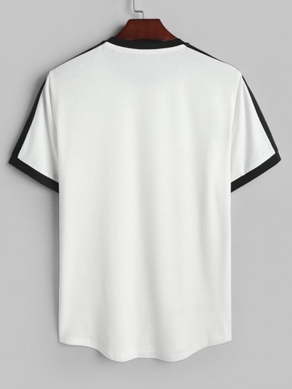 Men's Colorblock California Letter Pattern Short Sleeves T-shirt And Basic Casual Shorts Set - Image 4