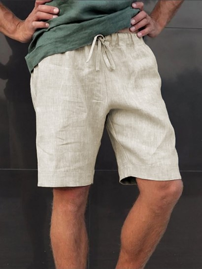 Men's Casual Party Short Sleeves See Through Distressed Textured Summer T Shirt And Basic Cotton And Linen Drawstring Shorts Set - Image 4