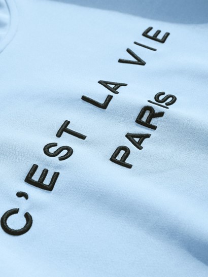 Letter C'EST LA VIE PARIS Embroidery Essentials Hoodie And Drawstring Pocket Jogger Pants Set - Image 4