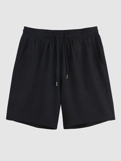 Men's Lapel Collar Short Sleeves Vertical Striped Colorblock Shirt With Basic Drawstring Shorts Set - Image 4